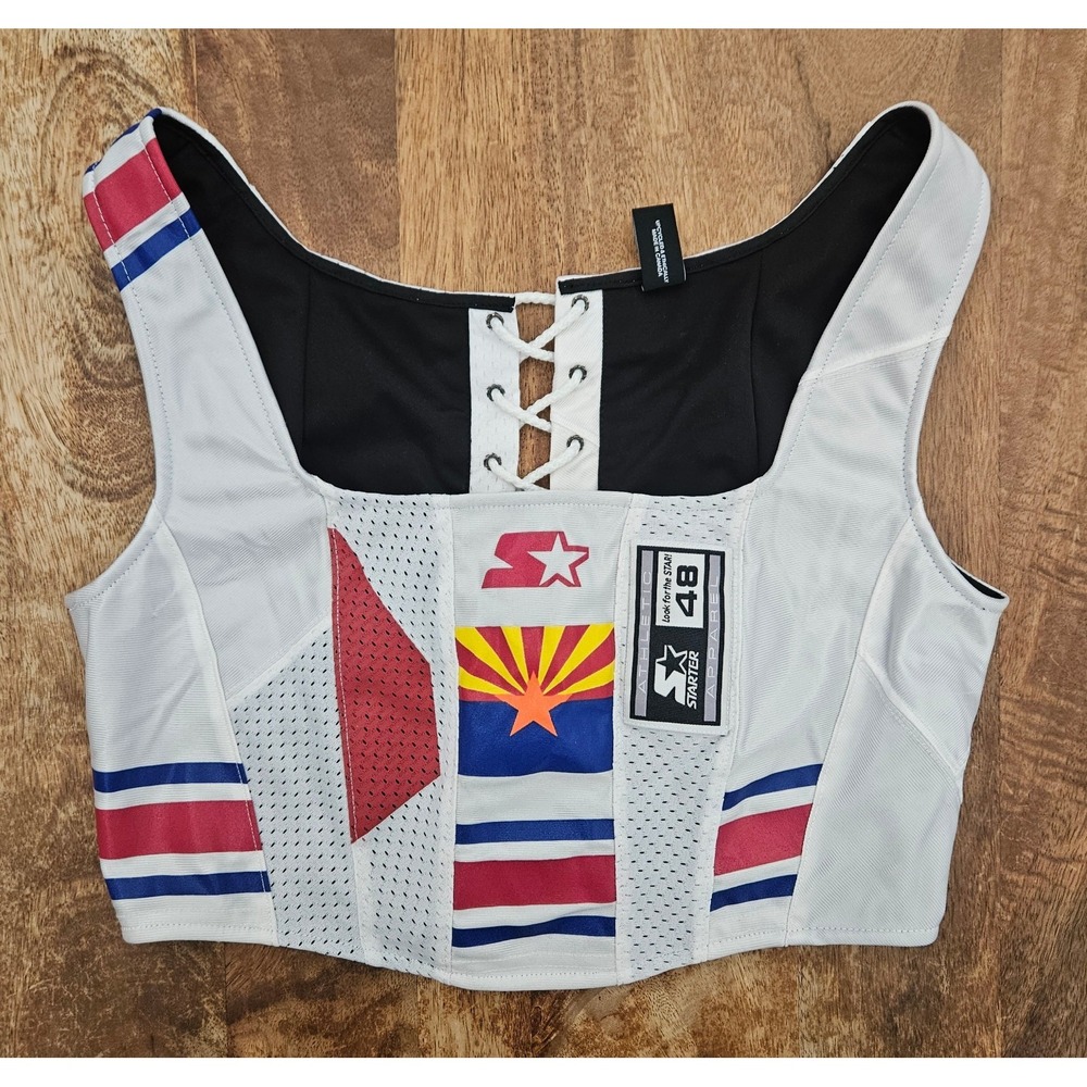 Frankie Collective Jersey Corset Women L White Upcycled Arizona Starter Athletic